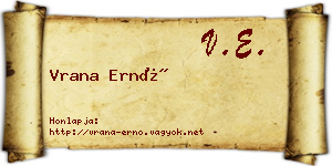 Vrana Ernő névjegykártya